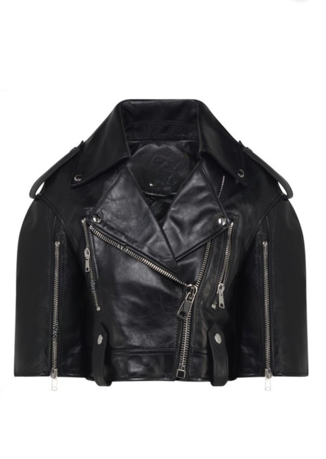 Crop Leather Moto Jacket