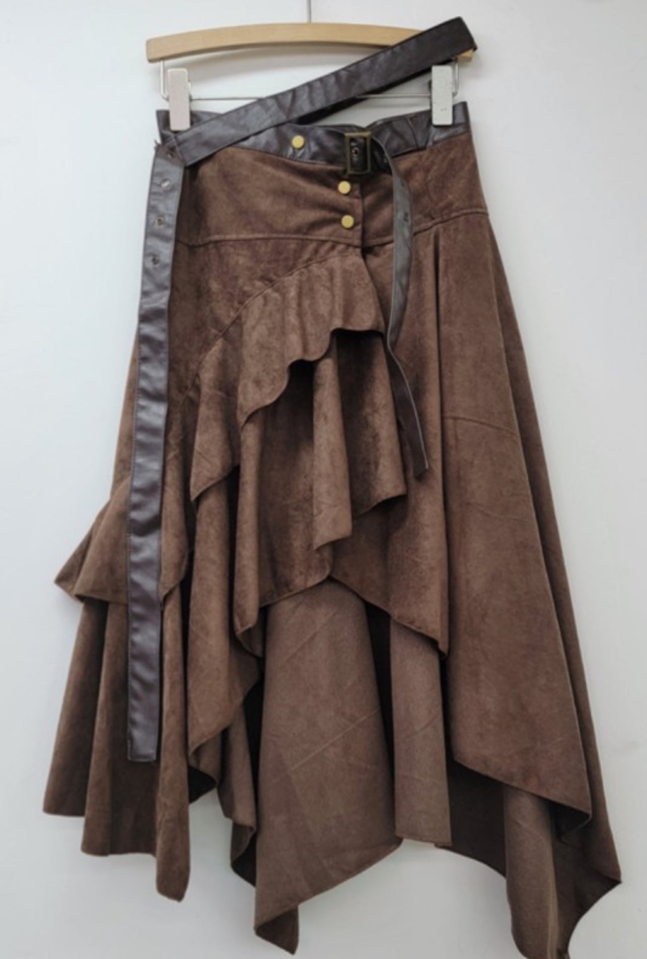 Boho Belted Suede Skirt