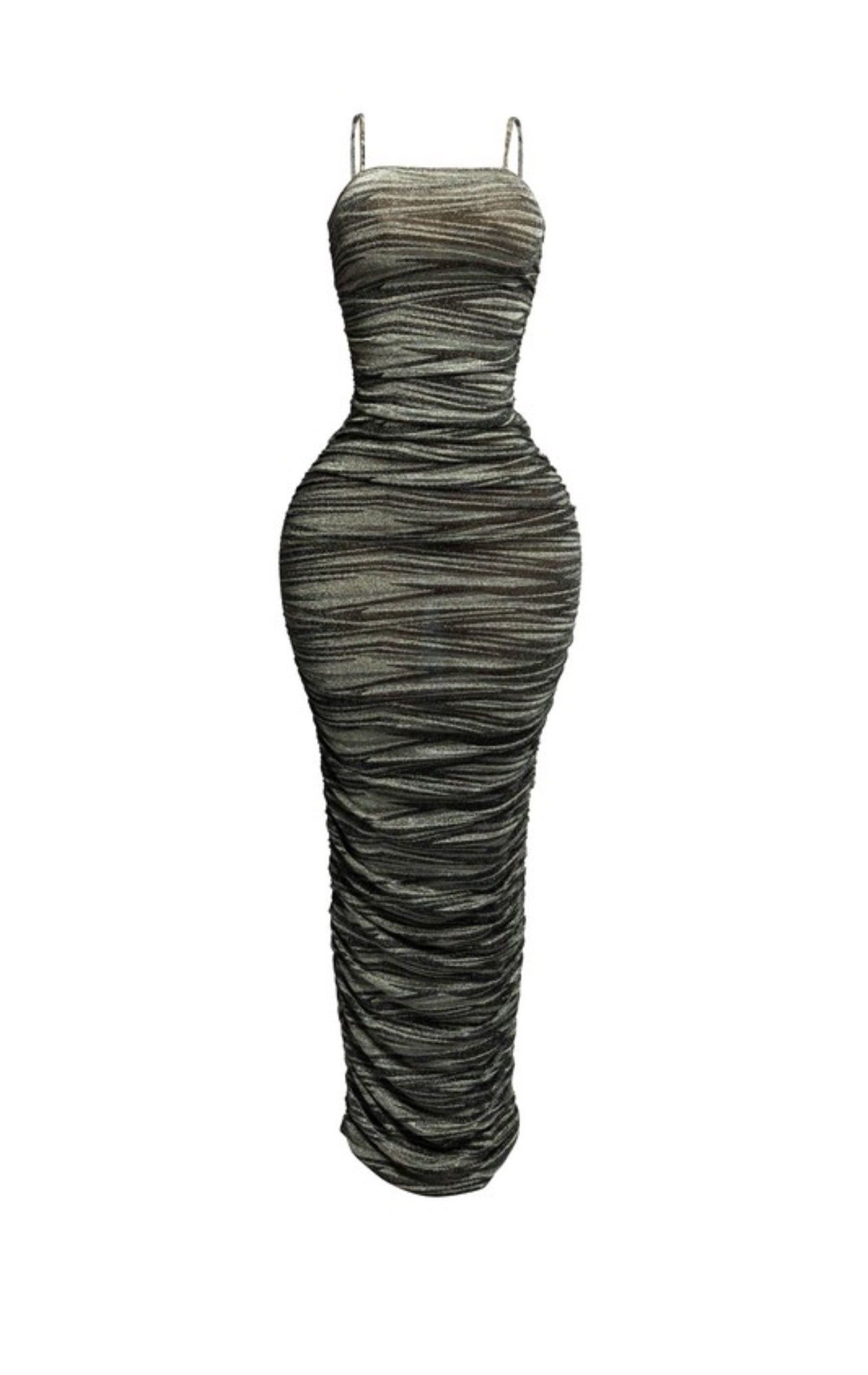 Ruched Metallic Midi Dress